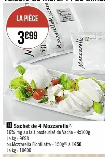 Casino Supermarchés Sachet de 4 Mozzarella offre