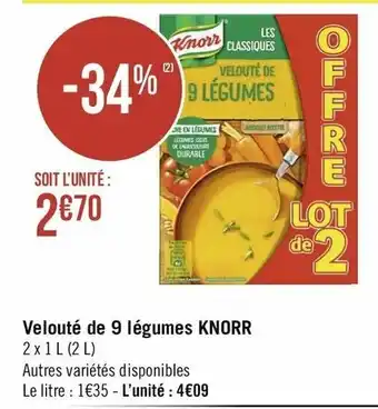Casino Supermarchés Velouté De 9 Légumes Knorr offre