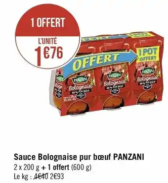 Sauce Bolognaise Pur Bœuf Panzani