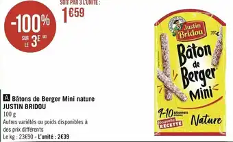 Casino Supermarchés Bâtons De Berger Mini Nature offre