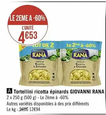 Tortellini Ricotta Épinards Giovanni Rana