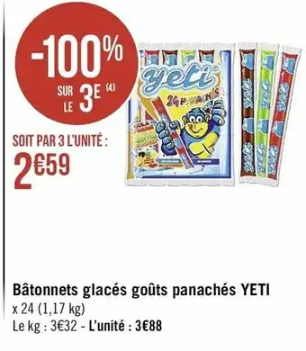 Bâtonnets Glacés Goûts Panachés Yeti