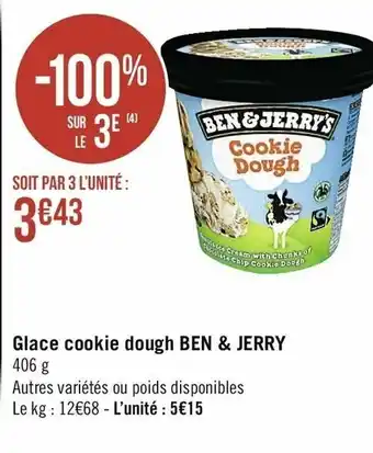 Casino Supermarchés Glace Cookie Dough Ben & Jerry offre