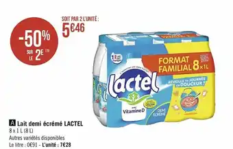 Casino Supermarchés Lait Demi écrémé Lactel offre