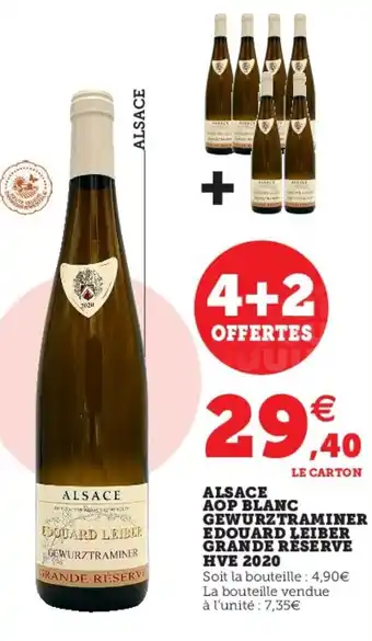 Super U Alsace Aop Blanc Gewurztraminer Edouard Leiber Grande Reserve HVE 2020 offre