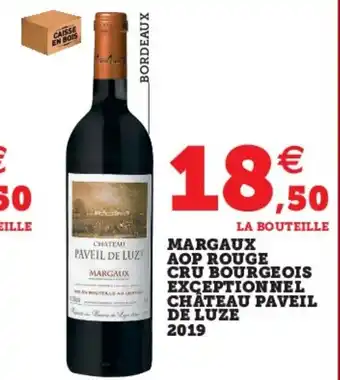 Super U Margaux AOP Rouge Cri Bourgeois Exceptionnel Chateau Paveil De Luze 2019 offre
