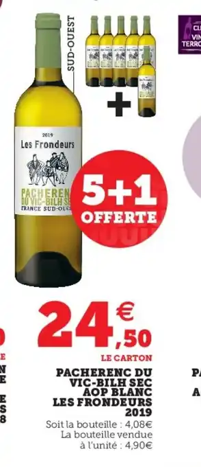 Super U Pacherenc Du Vic-Bilh Sec Aop Blanc Les Frondeurs 2019 offre