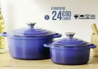 Cocotte en fonte Ø20 cm bleue + couvercle bouton inox
