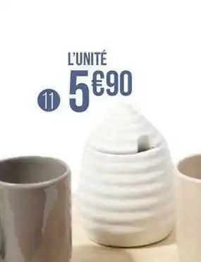 Géant Casino Pot à miel en faïence embossée blanche offre
