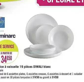 Casino Supermarchés Vaisselle 19 Pièces Diwali Blanc offre