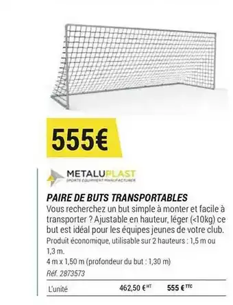 Decathlon Paire De Buts Transportables Metaluplast offre