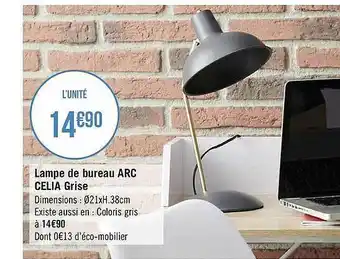 Lampe De Bureau Arc Celia Grise