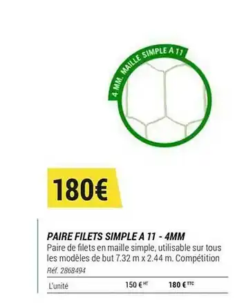 Decathlon Paire Filets Simple à 11 - 4 Mm offre