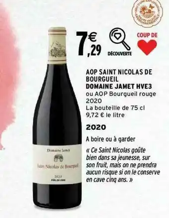 Intermarché Aop Saint Nicolas De Bourgueil Domaine Jamet Hve3 2020 offre