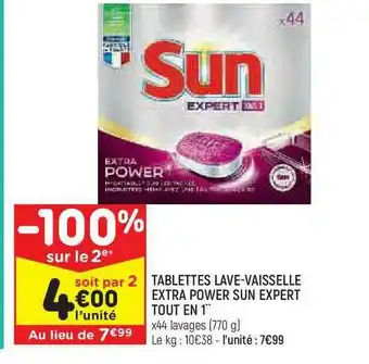 Leader Price Tablettes Lave-vaisselle Extra Power Sun Expert Tout En 1 offre