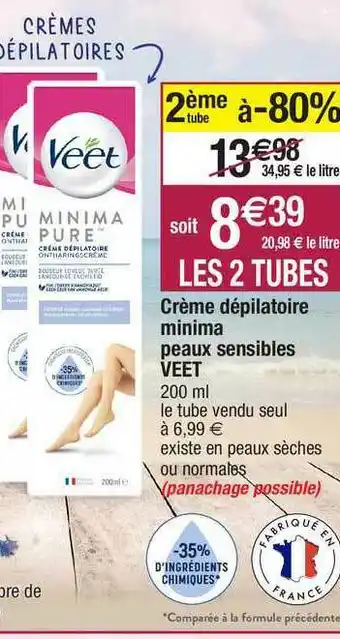 Migros Crème Dépilatoire Minima Peaux Sensibles Veet offre
