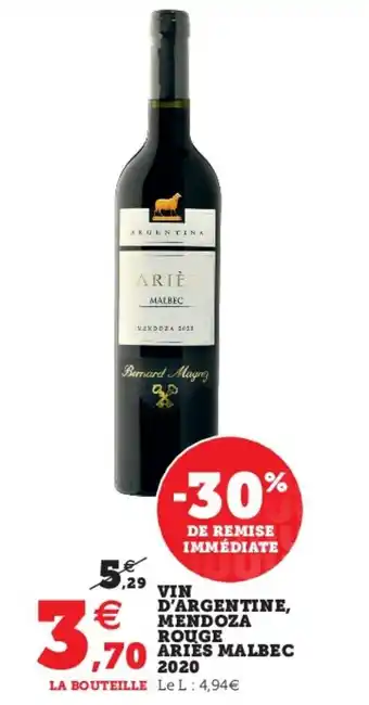 Super U Vin d'argentine, mendoza rouge offre