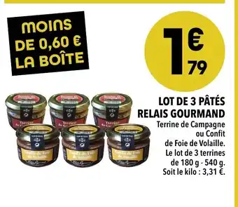 Supeco Lot De 3 Patés Relais Gourmand offre