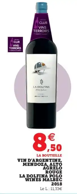 Super U Vin d'argentine, mendoza, alto agrelo rouge offre