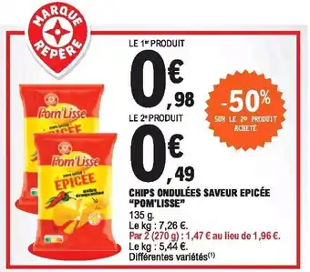 E.Leclerc Chips ondulées saveur epicée "pom'lisse" offre