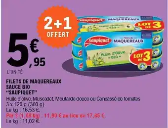 E.Leclerc Filets de maquereaux sauce bio "saupiquet" offre