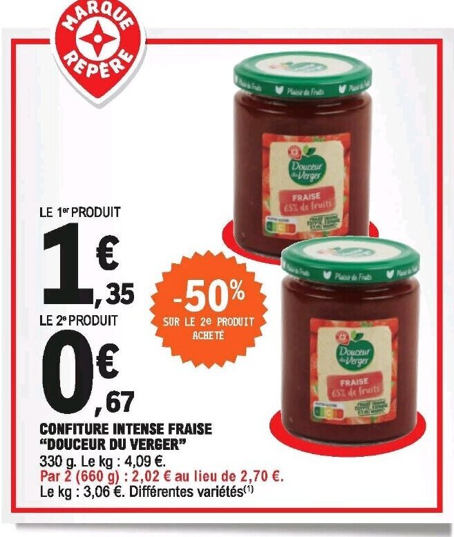 Promo Confiture intense fraise chez E.Leclerc