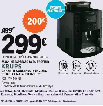 E.Leclerc Machine espresso avec Broyeur offre