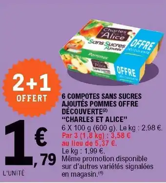 6 Compotes sans sucres ajoutésPommes Offre decouverte
