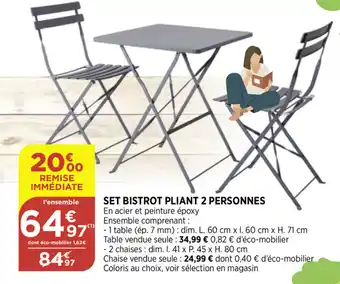 Set Bistrot Pliant 2 Personnes