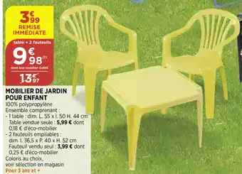 Bi1 Mobilier De Jardin Pour Enfant offre