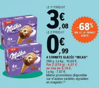 E.Leclerc 4 Cornets Glacés offre