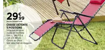 Bi1 Chaise détente 5 Positions offre