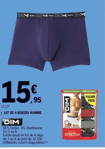 E.Leclerc Lot De 4 Boxers Homme offre