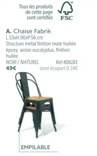 Gifi Chaise Fabrik offre