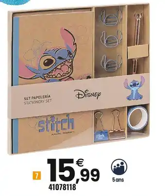 JouéClub Disney set de papeterie stitch offre