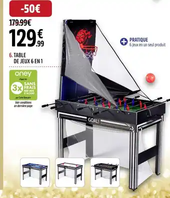 Intersport Table de jeux 6 en 1 offre