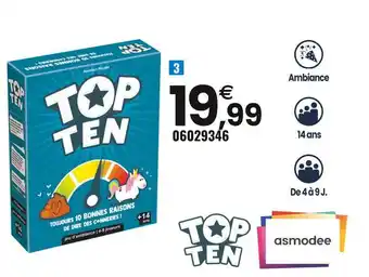 JouéClub Asmodee top ten offre
