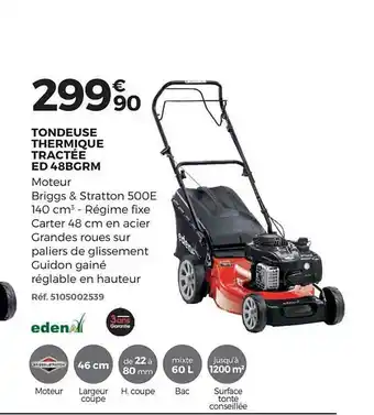 Tondeuse Thermique Tractée Ed 48bgrm Edena