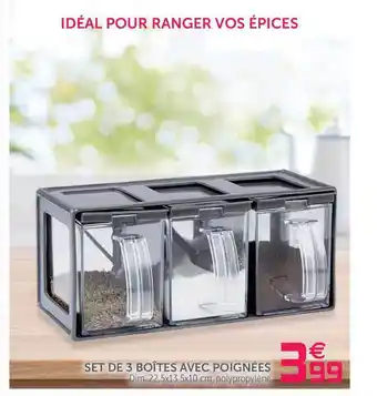 Gifi Set De 3 Boîtes Avec Poignées offre