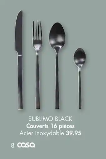Sublimo Black Couverts 16 PiĂšces