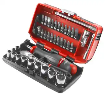 Brico Cash Coffret clé à cliquet étanche + douilles 1/4' facom rl.nano1pb 38 pièces offre