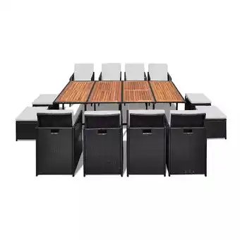 Bricorama Mobilier de jardin 33 pcs noir bois d'acacia résine tressée - noir offre