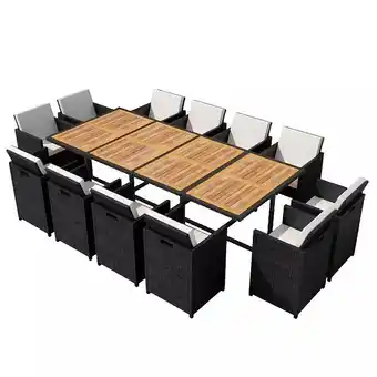 Bricorama Mobilier de jardin 37 pcs noir bois d'acacia résine tressée - noir offre