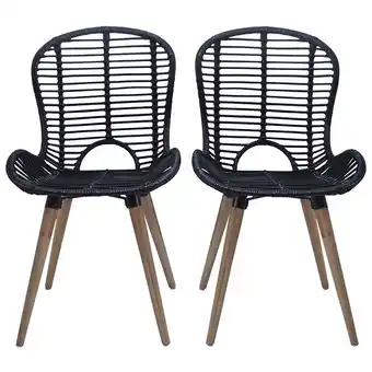 Bricorama Chaise de jardin 2 pcs rotin 48x64x85 cm noir - meubles de jardin - sièges d'extérieur - chaises d'extérieur - noir - noir offre