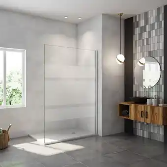 Aica paroi de douche à l'italienne 110x190cm en 6mm verre avec bandes horizontales sérigraphiées, paroi latérale fixe sans re