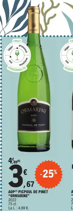 E.Leclerc AOP PICPOUL DE PINET "ORMARINE" 2022 offre