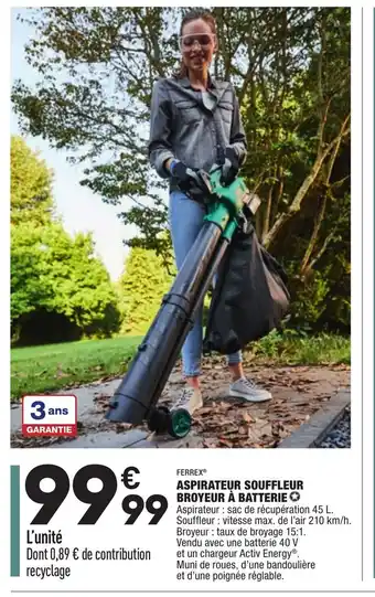 Aspirateur Souffleur Broyeur a Batterie