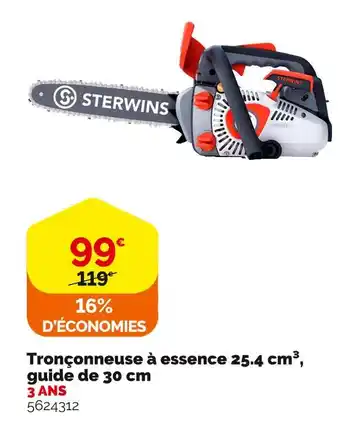 Sterwins tronçonneuse à essence 25.4 cm³, guide de 30 cm