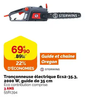 Weldom Sterwins tronçonneuse électrique ecs2-35.3, 2000 w, guide de 35 cm offre