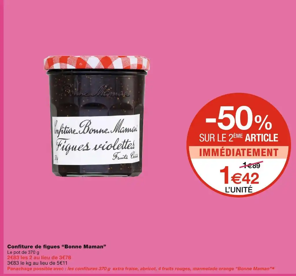 Promo Bonne maman confiture de figues chez Monoprix